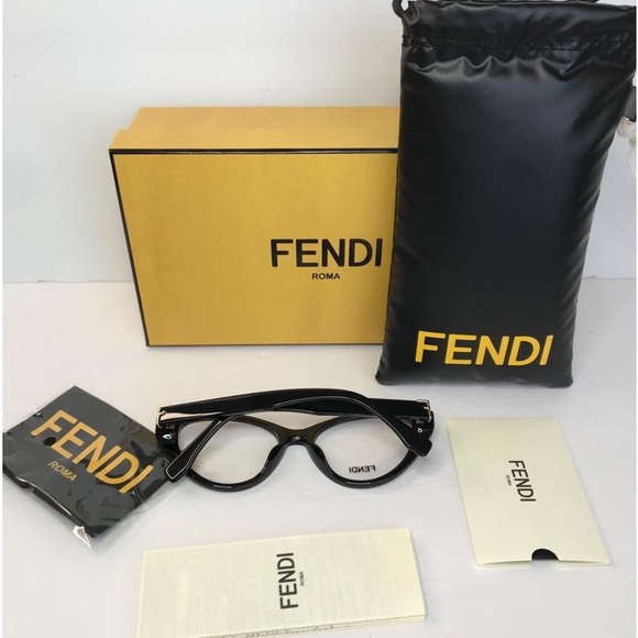 💯 - Authentic New Fendi Demo Cat Eye Ladies Eyeglasses FE50020I 001 53. - Picture 9 of 13